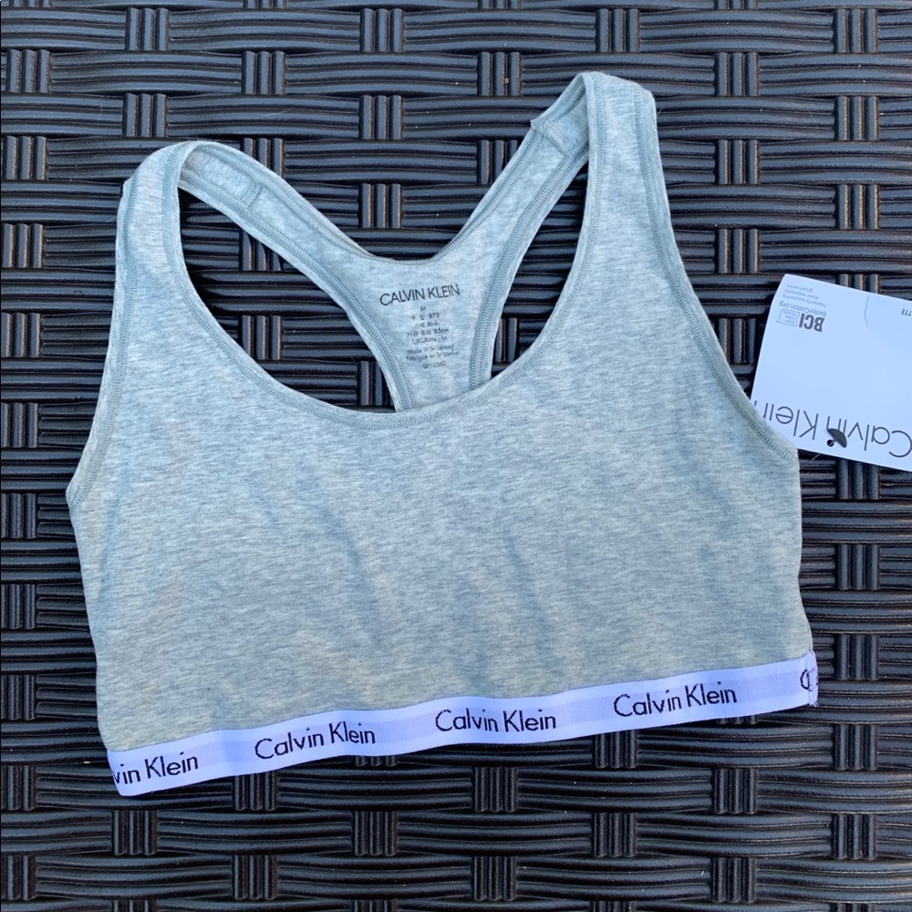 Calvin Klein heather gray racer back bralette